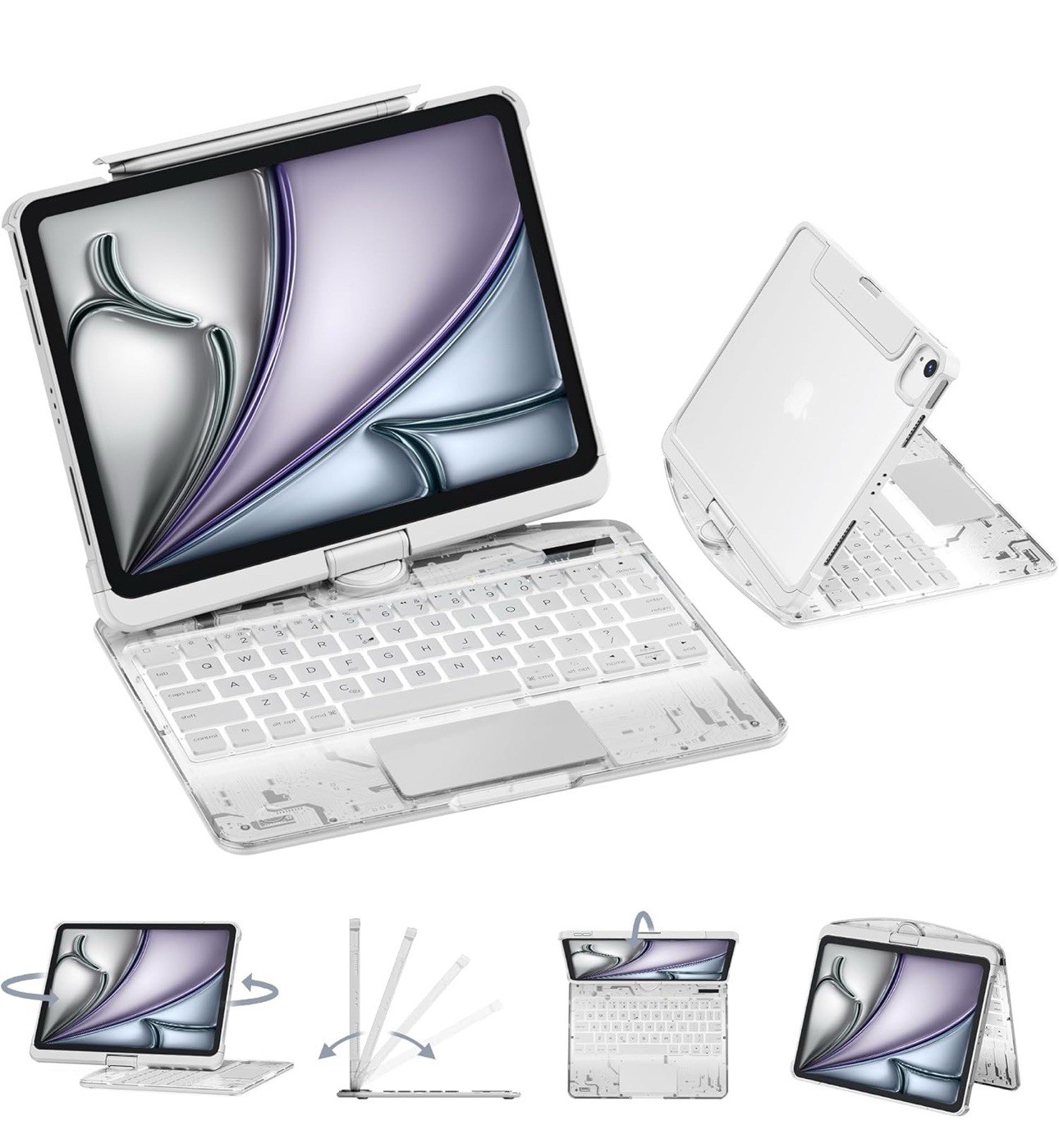 Transparent Case with Keyboard for 2024 iPad Pro 11-in.(M4) Transparent white