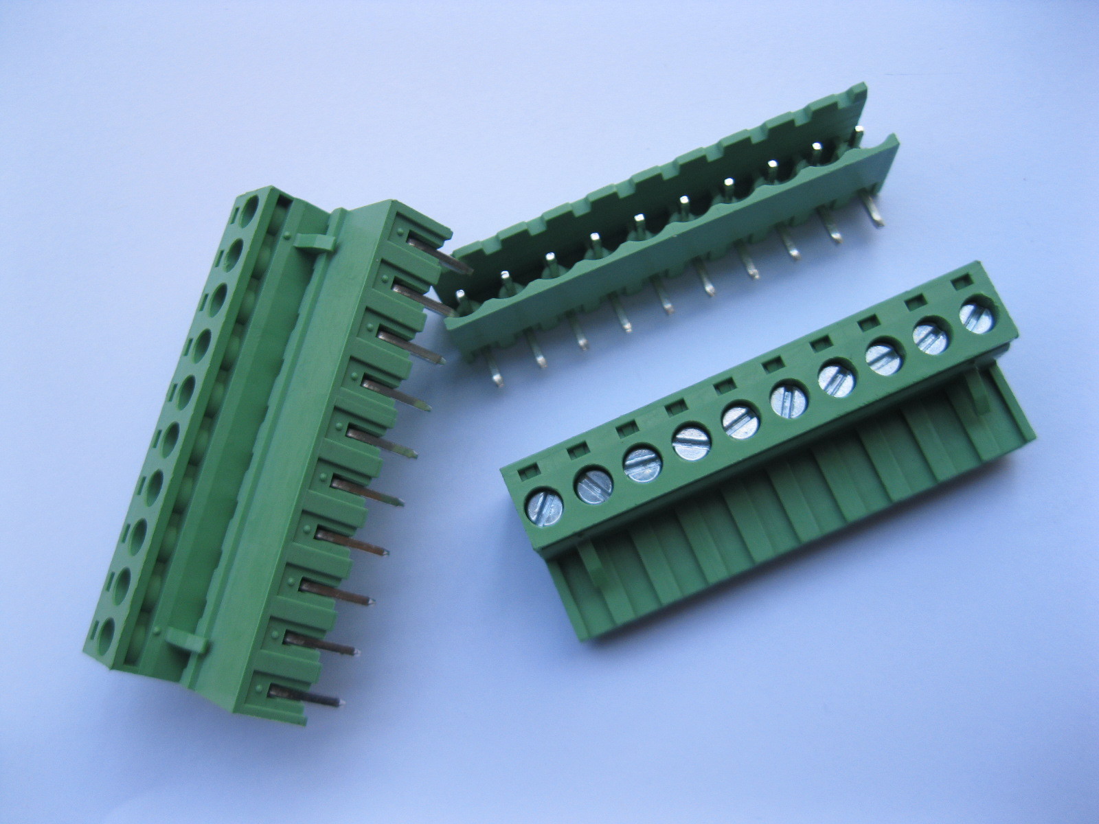 5 pcs 5.08mm Angle 10pin Screw Terminal Block Connector Pluggable Type Green New