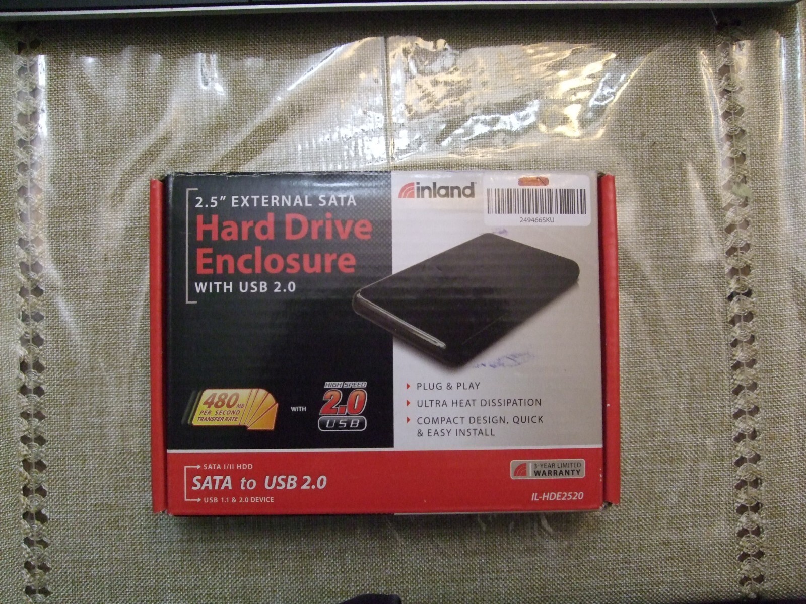 inlan 2.5" External SATA Hard Drive Enclosure with USB 2.0 cable (USED).