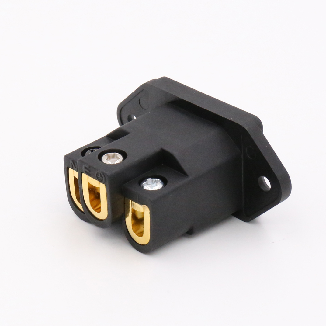 HIFI IEC Inlet AC Socket Audio Grade Pure Copper Gold Plated Black Audio Socket