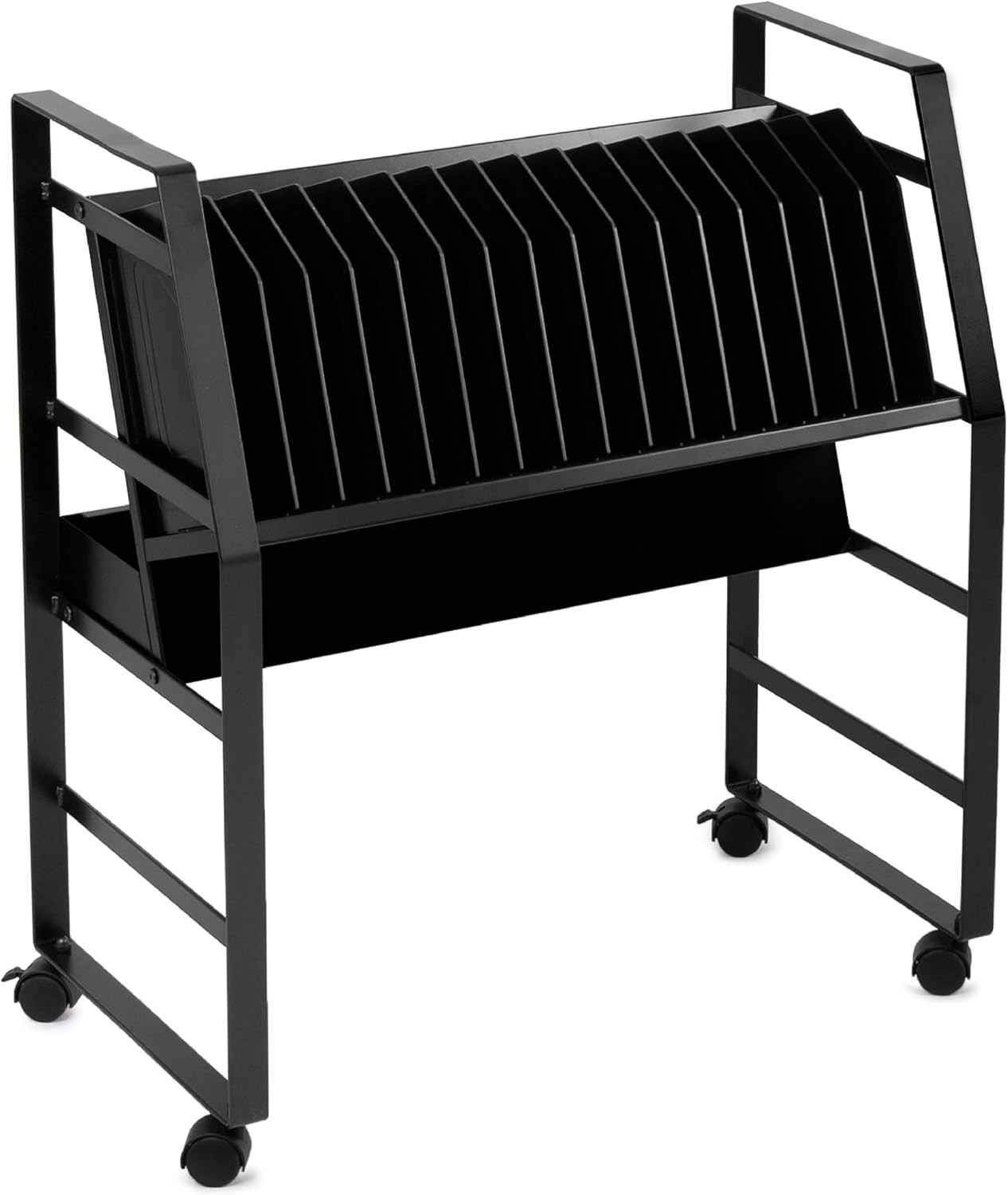 Line Leader 16-Device Mobile Charging Station Steel Rolling Cart Laptops Tablets