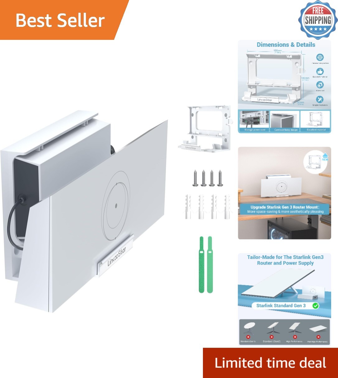 ABS Plastic Starlink Gen 3 Router Mount - Signal Optimized Design