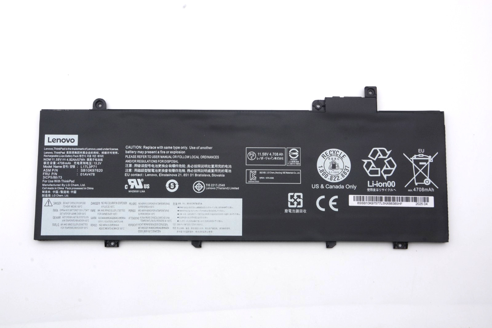 Genuine 57Wh 01AV478 L17L3P71 Battery For Lenovo ThinkPad T480S 20L7 20L8 OEM