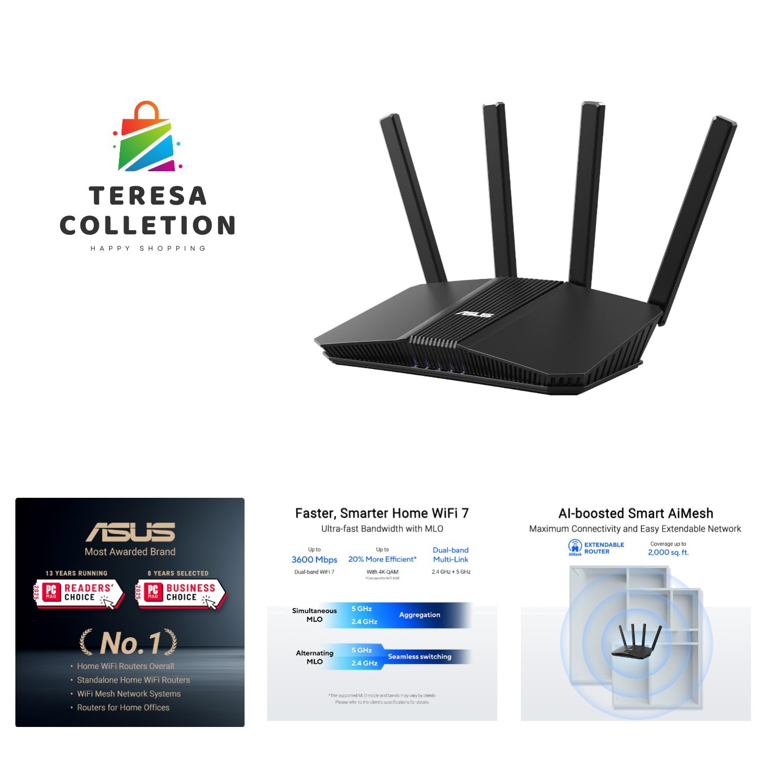 RT-BE58U WiFi 7 Router - Dual-WAN, 3.6 Gbps, Mesh + VPN Compatible