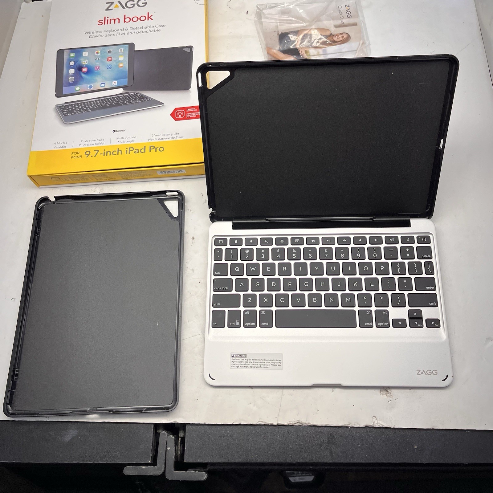 Zagg Slim Book 9.7" iPad Pro Backlit Wireless Keyboard Folio Case Detachable K3