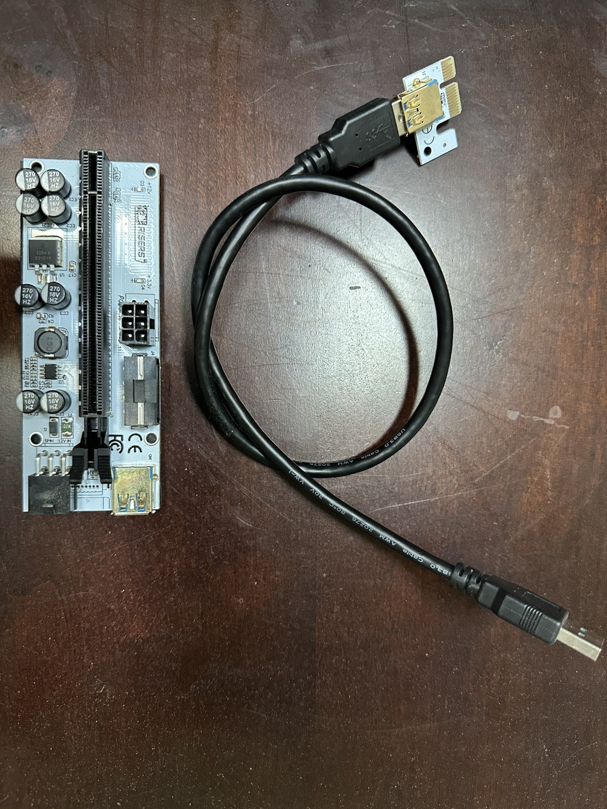 GPU Risers (8 Capacitors) PCIe with Cable & Insert GPURisers.com - Must Sell