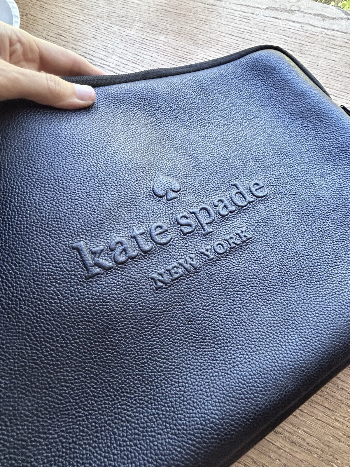 NWT Kate Spade Laptop Sleeve 15” Embossed Logo Black Padded $110