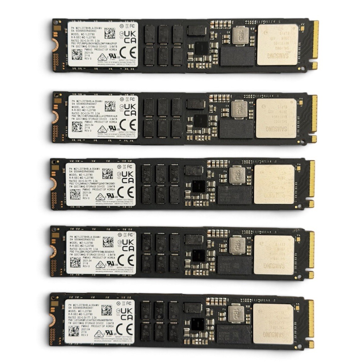 Lot 5 Samsung PM9A3 3.84TB M.2 22110 NVMe SSD MZ-1L23T80 MZ1L23T8HBLA