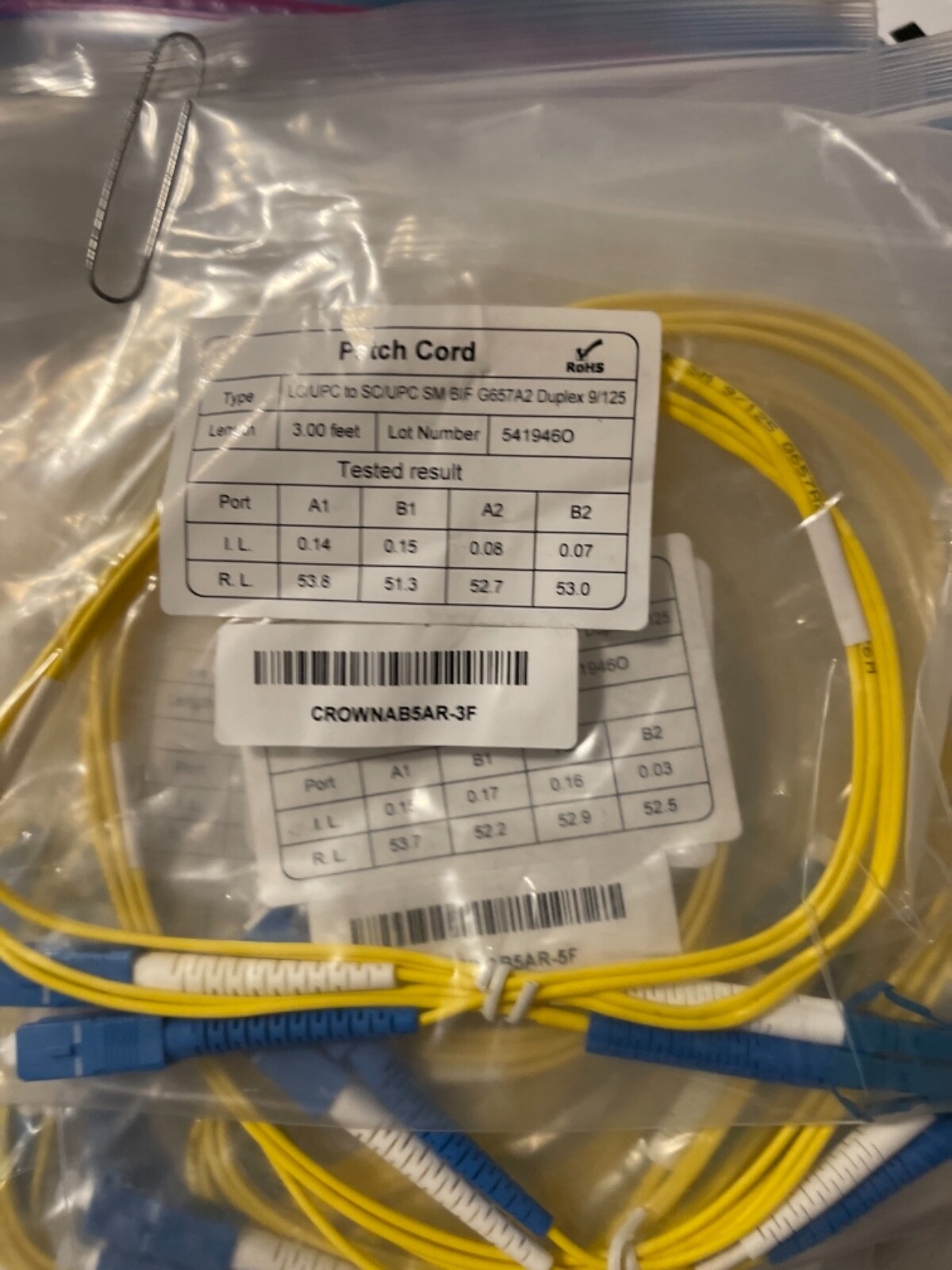 1-50m LC UPC to LC UPC Duplex Single Mode 9/125 Fiber Optic Optical Patch Cable