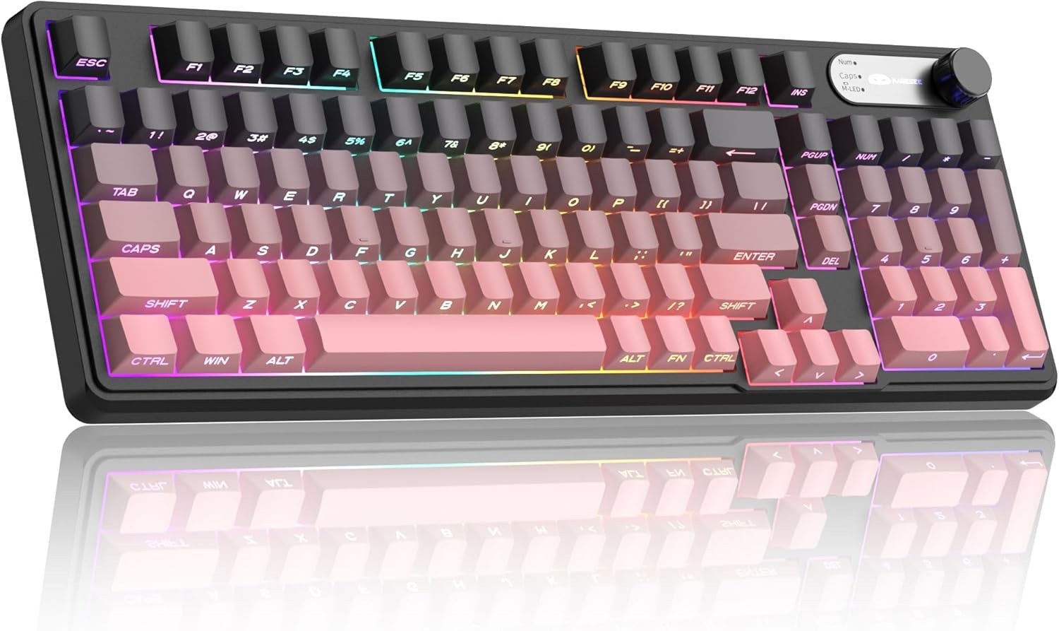 MageGee GK960 Wireless Gaming Keyboard, Side Printed Keycaps - Black/Pink