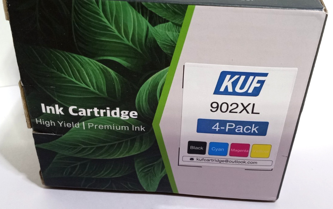KUF 902XL High Yield Ink Cartridge 4-Pack Black Cyan Magenta Yellow Compatible