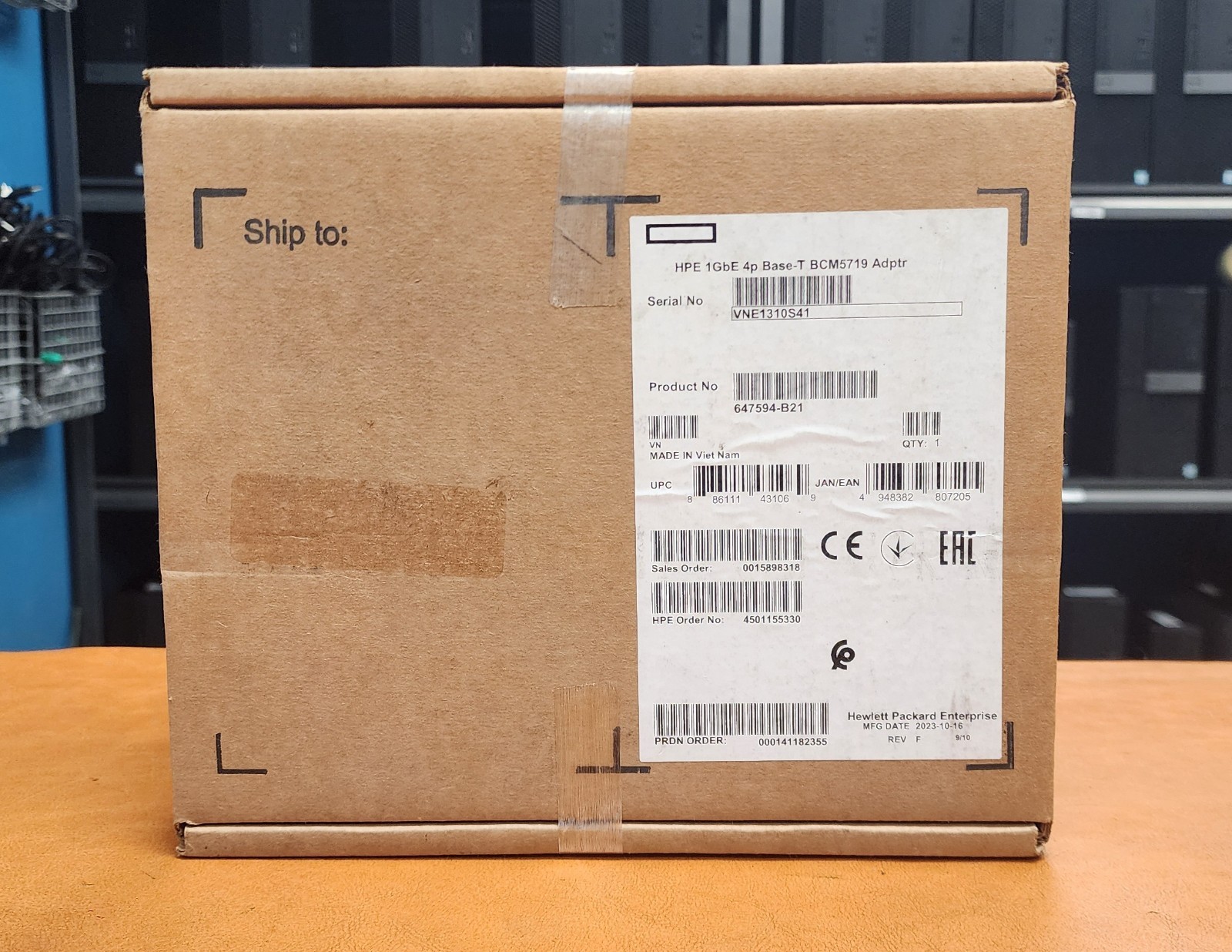 HPE Broadcom BCM5719 1GbE 4‑Port Base‑T Network Adapter PN: 647594-B21