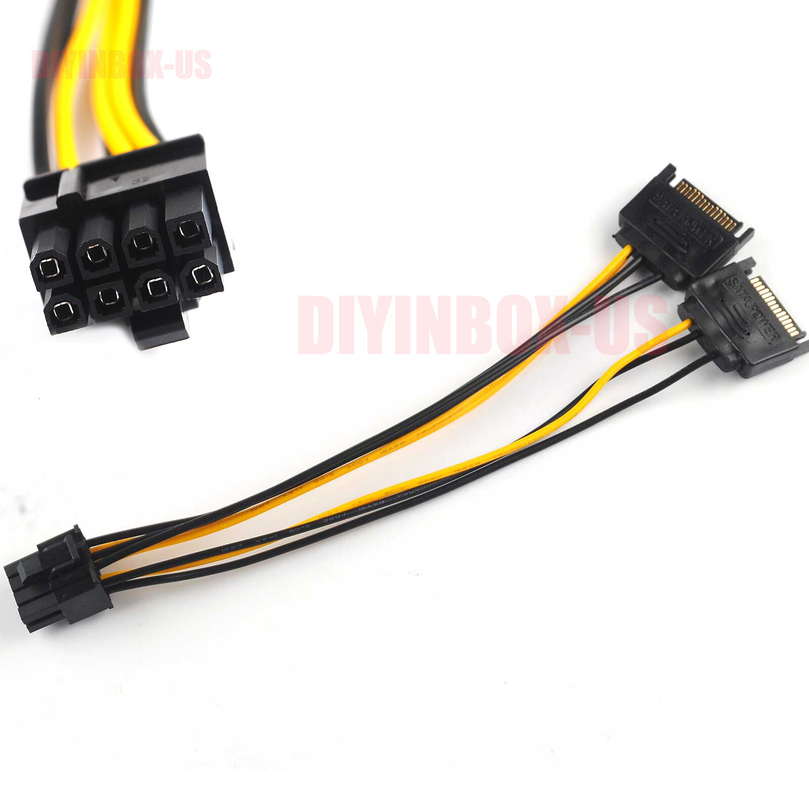 Dual SATA to PCI-E Cable 15Pin SATA to 8 pin Video Card Power Supply Adapter US