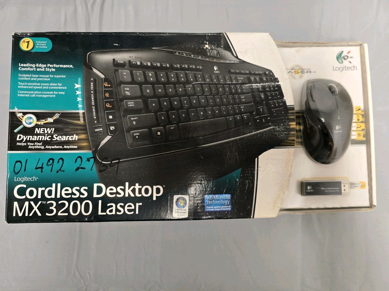 New Logitech Cordless Wireless MX3200 Laser Keyboard/Mouse Receiver New 