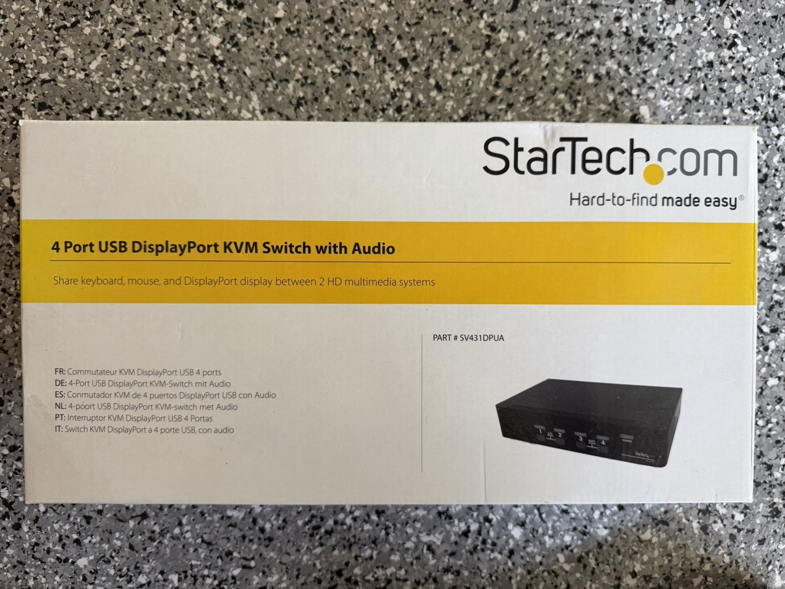 StarTech.com SV431DPUA 4-Port 1:4 DisplayPort USB KVM Switch Audio Auto Scan