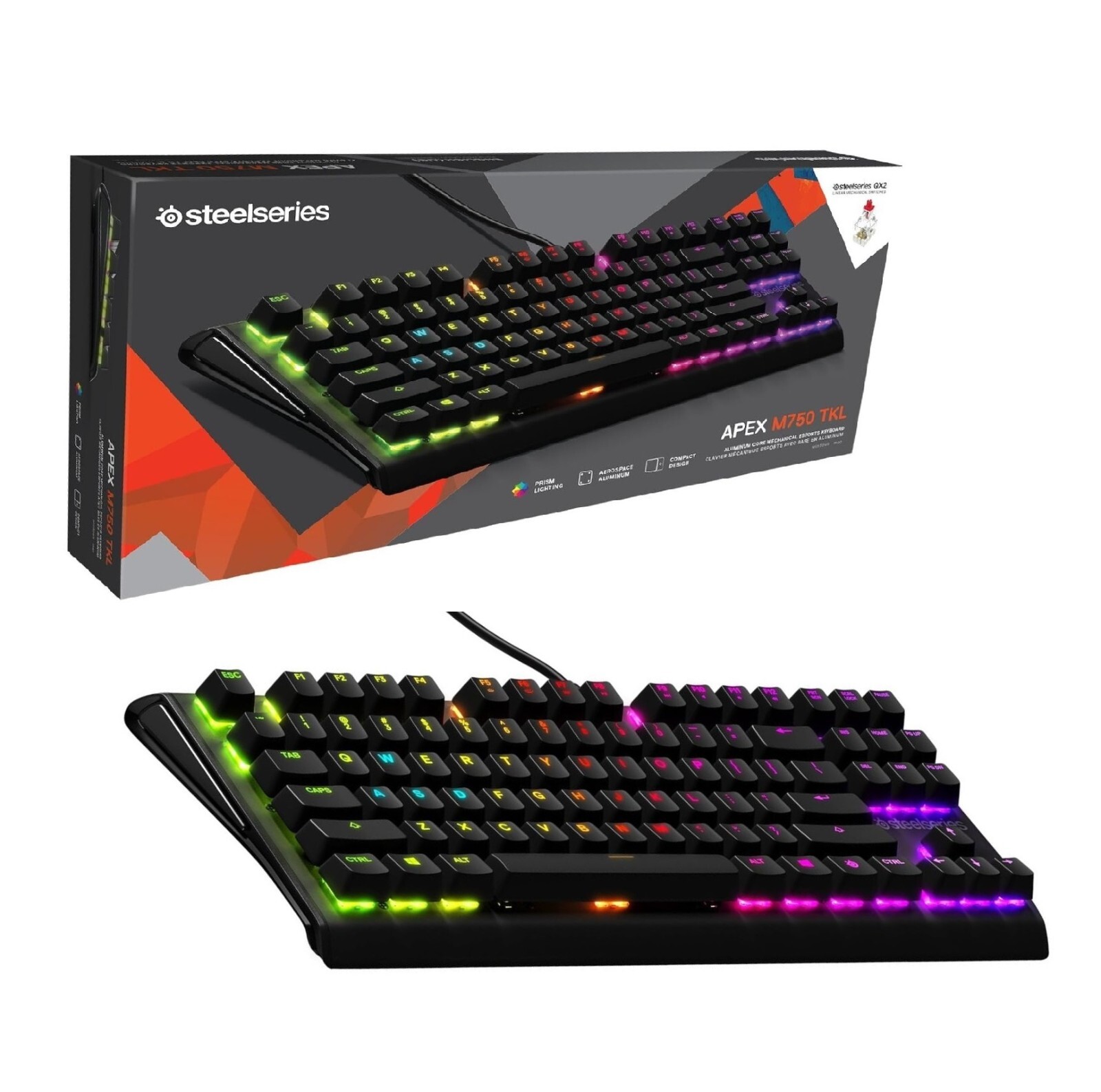 SteelSeries Apex M750 TKL Mechanical RGB Gaming Keyboard Tenkeyless QX2 linear