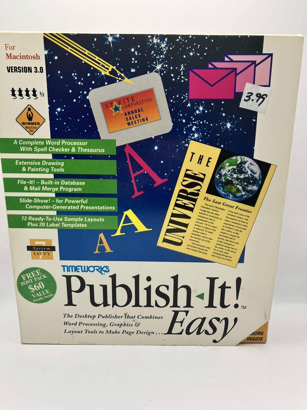 Timeworks Publish It Easy Version 3.0 for Macintosh MacUser Winner
