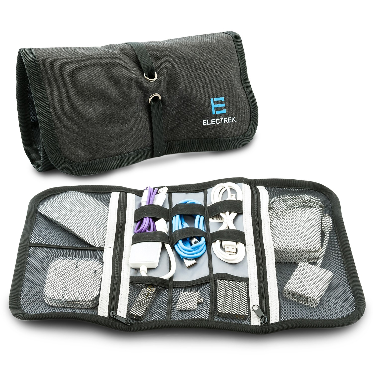 ElecTrek Compact Roll-up Electronics Accessories Organizer