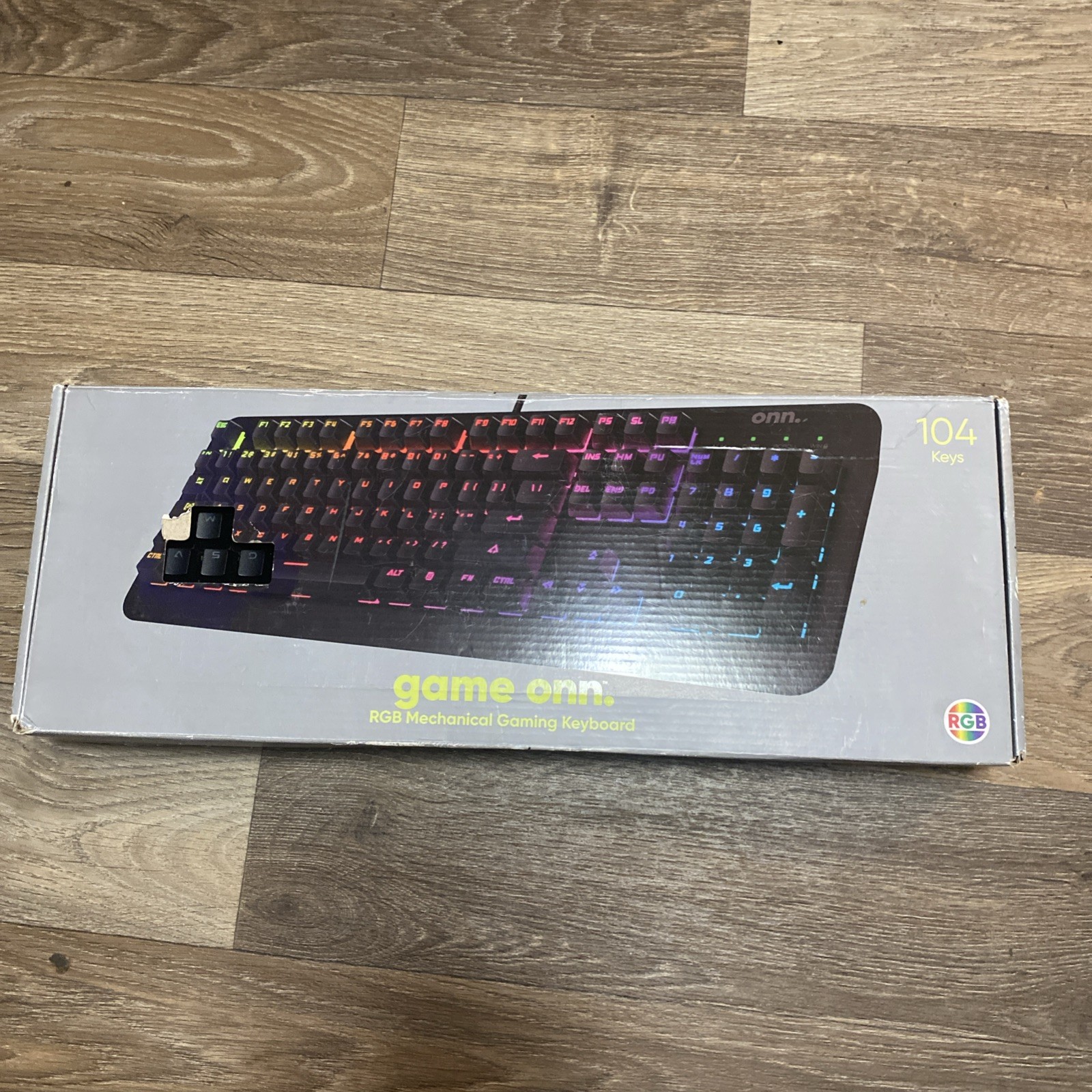 ONN Gaming Mechanical Keyboard RGB Blue Switches 104-Key + Wrist Rest MINT
