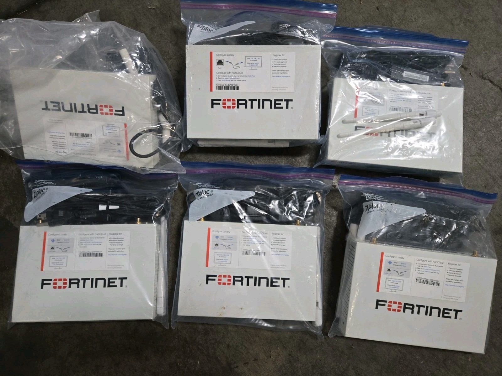 Lot of (6) Fortinet FWF-60D Network Firewall Security Appliance