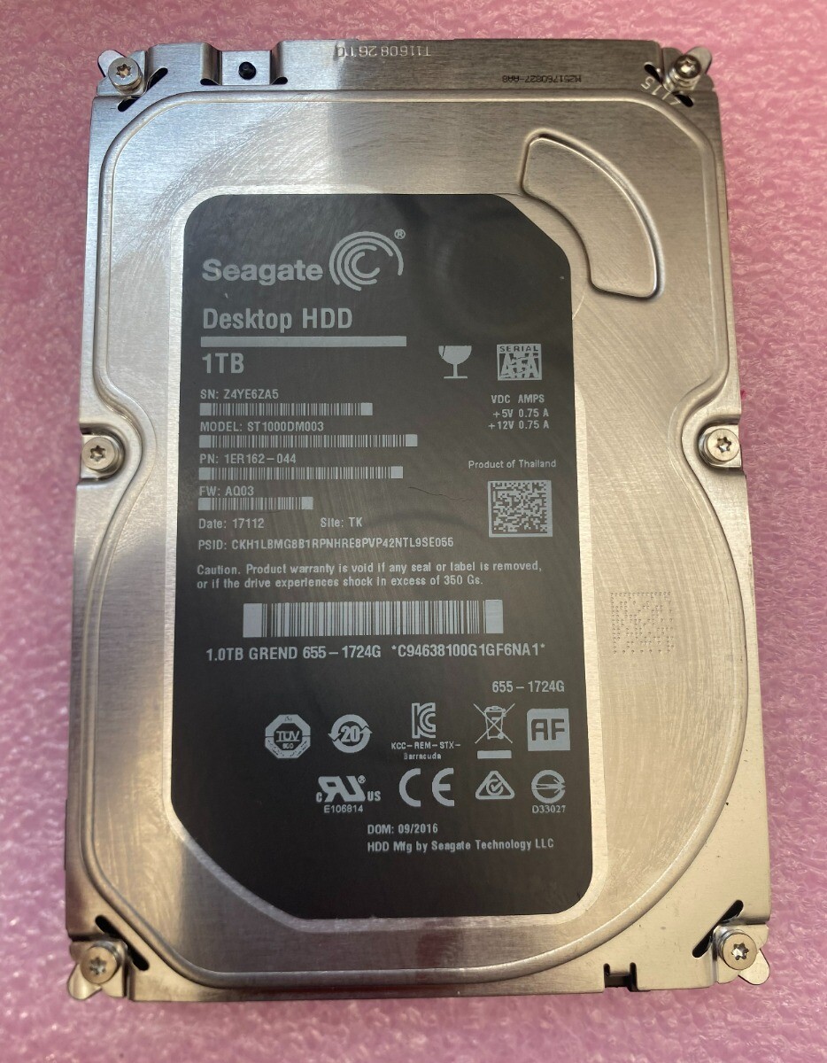 Seagate Barracuda 1TB ST1000DM003 1ER162-044 64MB 7200RPM Desktop HDD