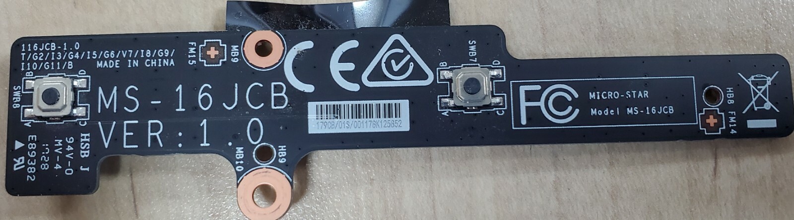 MS-16JCB Genuine MSI Touch Button Board GE72MVR 7RG APACHE PRO MS-179C (CA45)