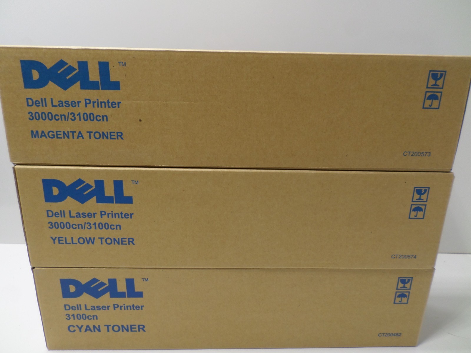 Dell 3000cn 3100cn Toner Tri-Color Set Cyan/Yellow/Magenta T6412 P6731 M6935