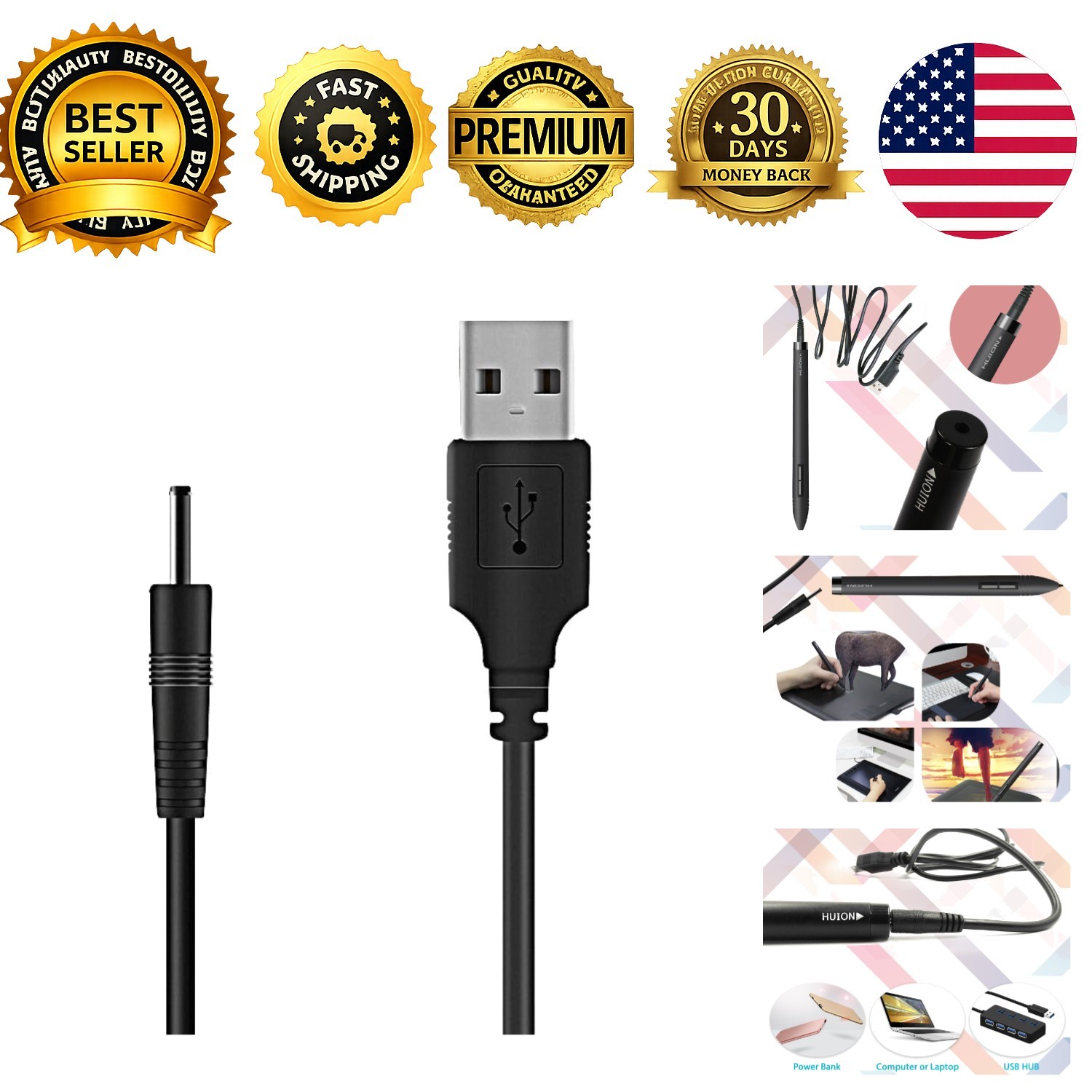 Graphics Drawing Tablet Charging Cable for P80 Pen 1m 3.28ft Compatible with