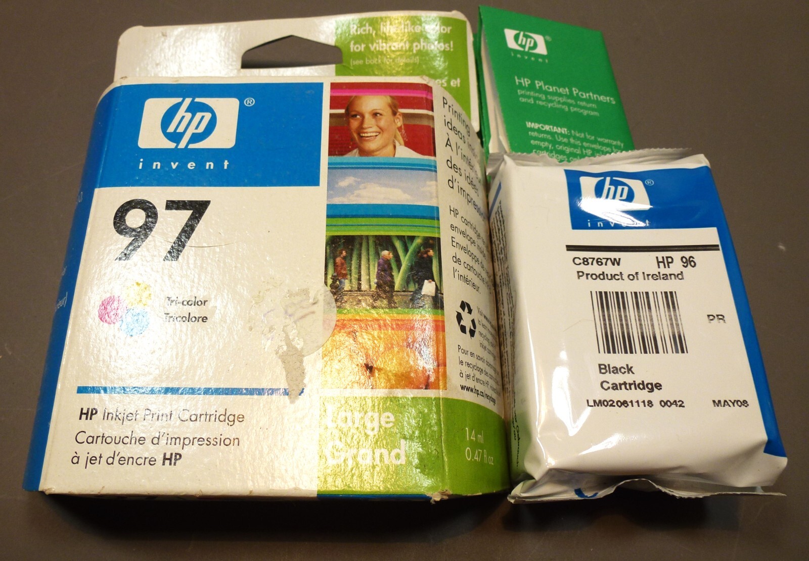 HP 96/97 Black/Color Combo Ink Cartridges New Sealed Exp  1 Black, 1 Tri-Color