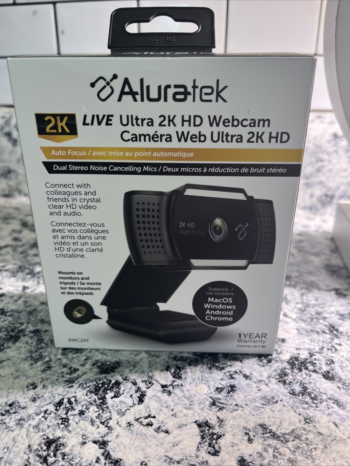 Aluratek 2K HD Webcam with Dual Stereo Noise Cancelling Mics, Auto Focus