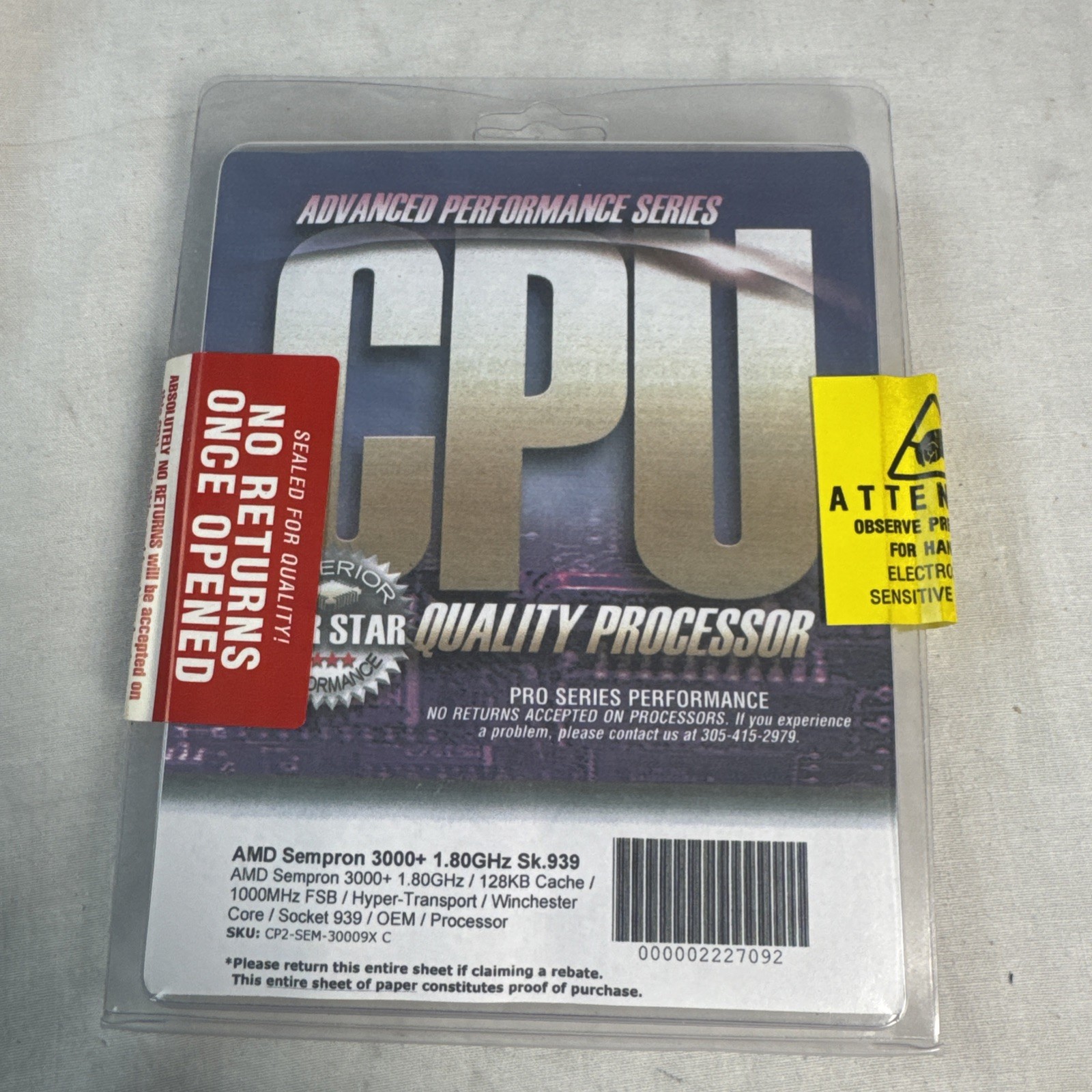 Advanced Performance Series CPU AMD Sempron 3000+ 1.80GHz SK.939 NEW IN PACKAGE