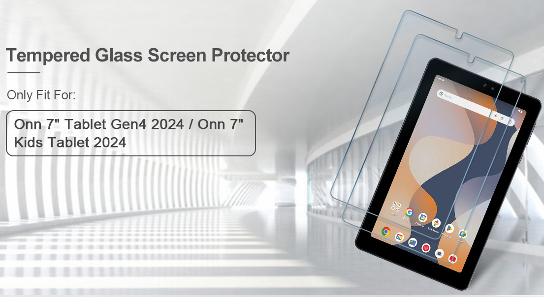 (2PCS) ONN 7 inch Screen Protector Tempered Glass for Onn 7'' Kids Tablet (2024)