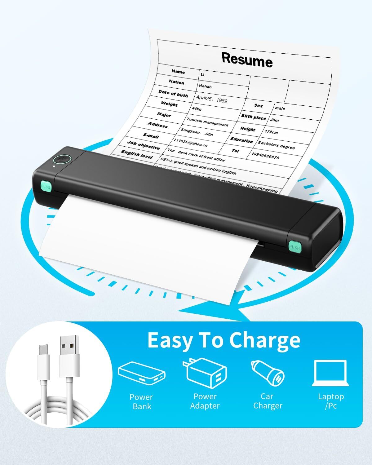 Phomemo M08F Bluetooth Portable Thermal Printer Support 8.5" X 11" US Letter lot