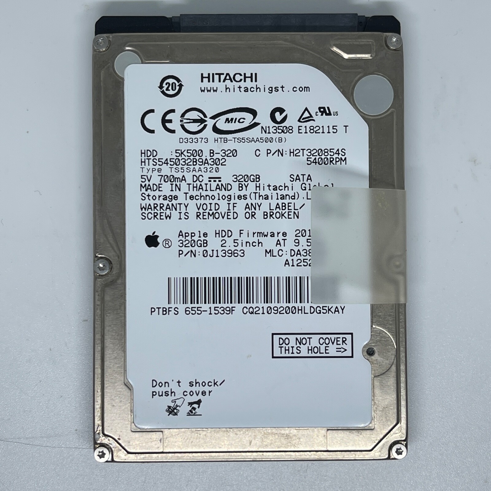 Mac Hitachi 320GB SATA 2.5" Hard Drive 5400RPM HTS545032B9SA02 HD Apple