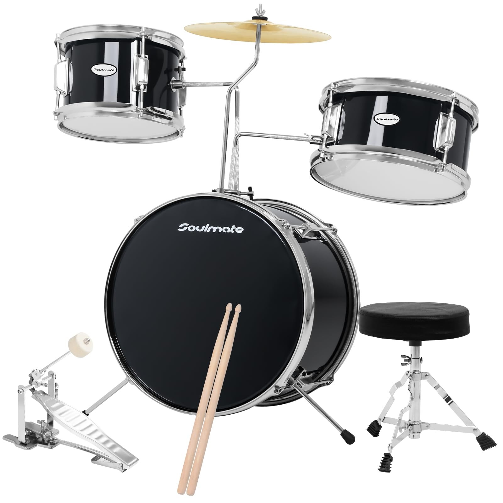 Drum Set - 3 Piece 14 Inch Beginner Drum Kit for Boys & Girls with Adjustable...