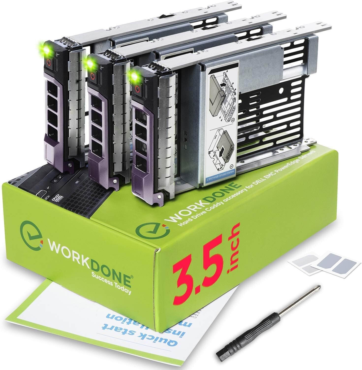 BNIB WORKDONE 3-Pack 3.5 inch Hard Drive Caddy with 2.5 inch HDD Adapter