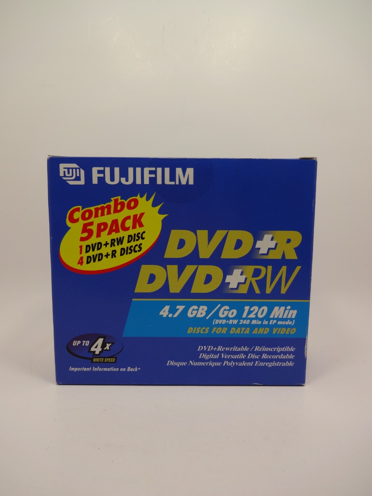 Fujifilm Combo 5 Pack DVD+RW and DVD+R Discs For Data & Video 4.7 GB Rewritable