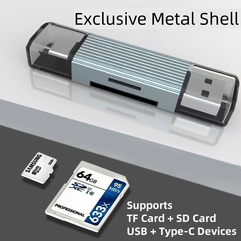 Aluminum USB Type-c Card Reader Micro SD TF OTG Smart Memory Adapter For Laptop