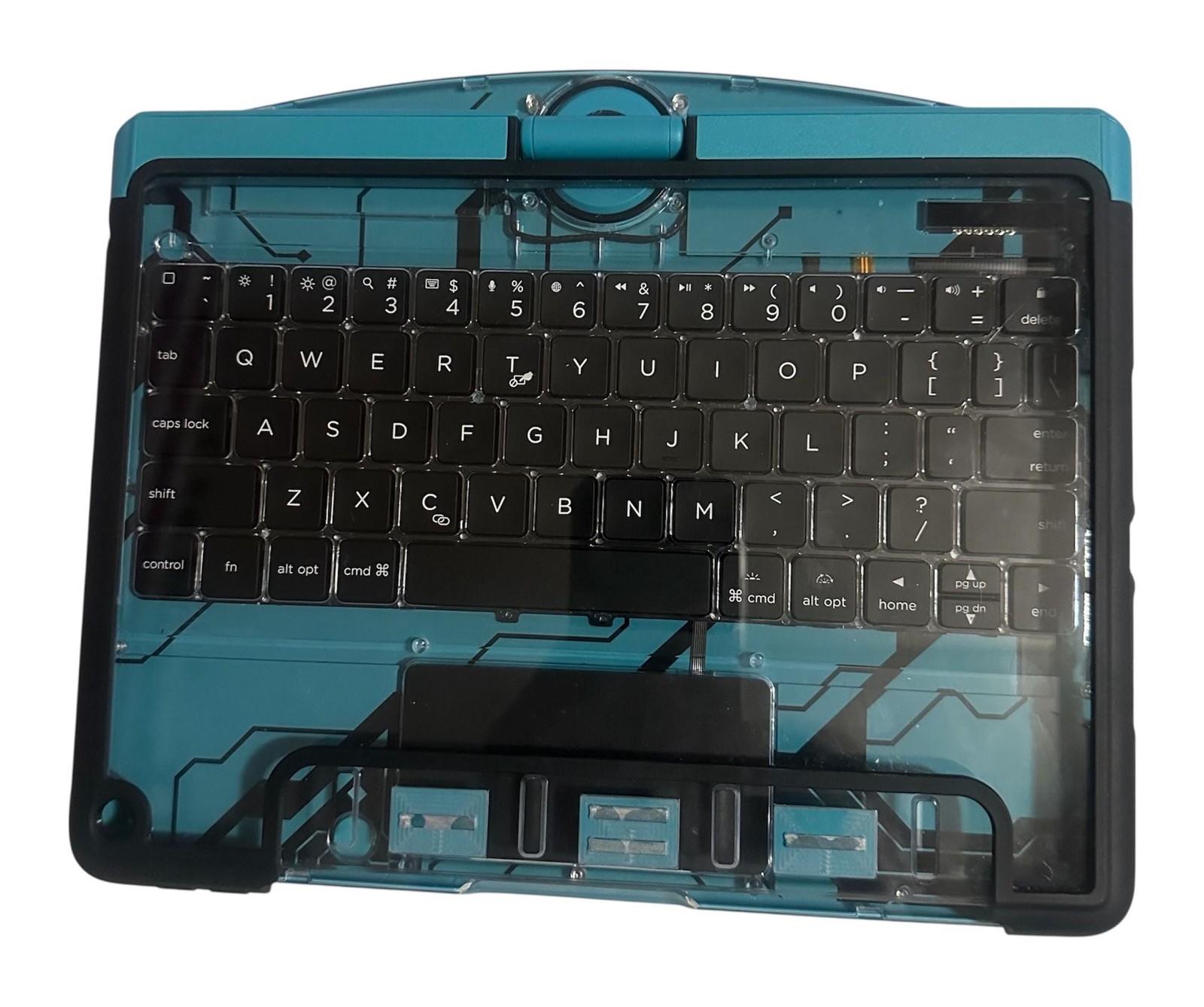 GUSGU Cyberpunk Transparent Keyboard Case for iPad, 360° Rotating Stand with RG