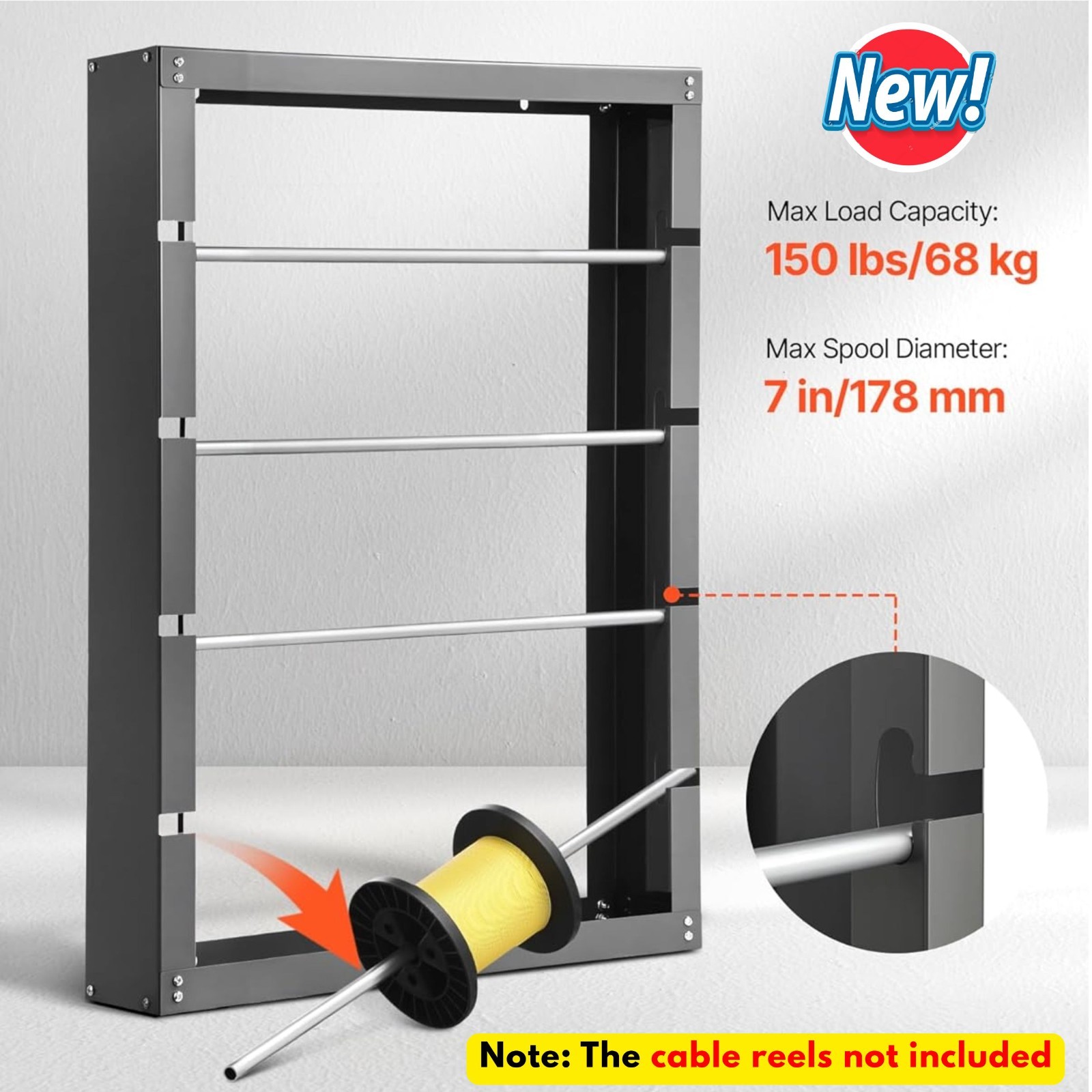WIRE SPOOL STORAGE RACK Cable Dispenser Welded Steel Work Shop Organizer Holder