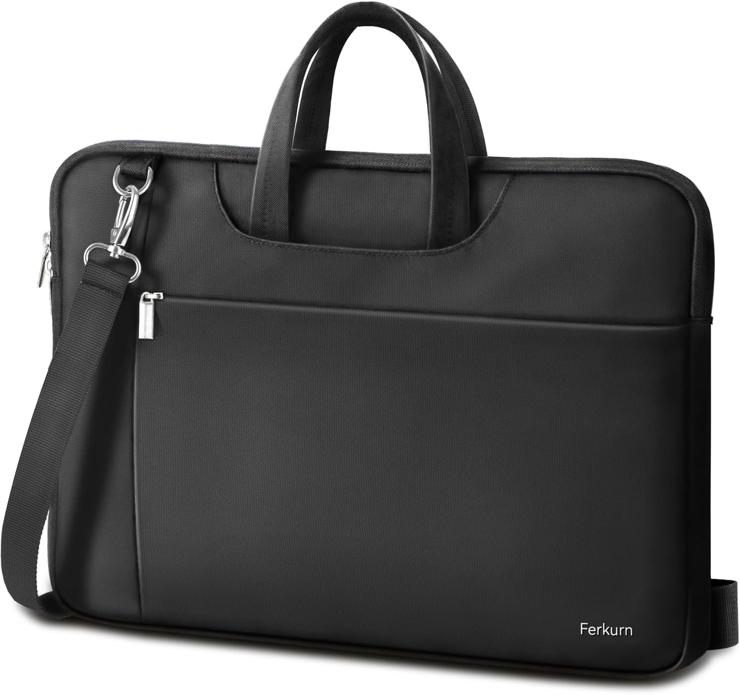 Ferkurn 15.6 inch Black Laptop Sleeve Bag with Shoulder Strap for Men and Women