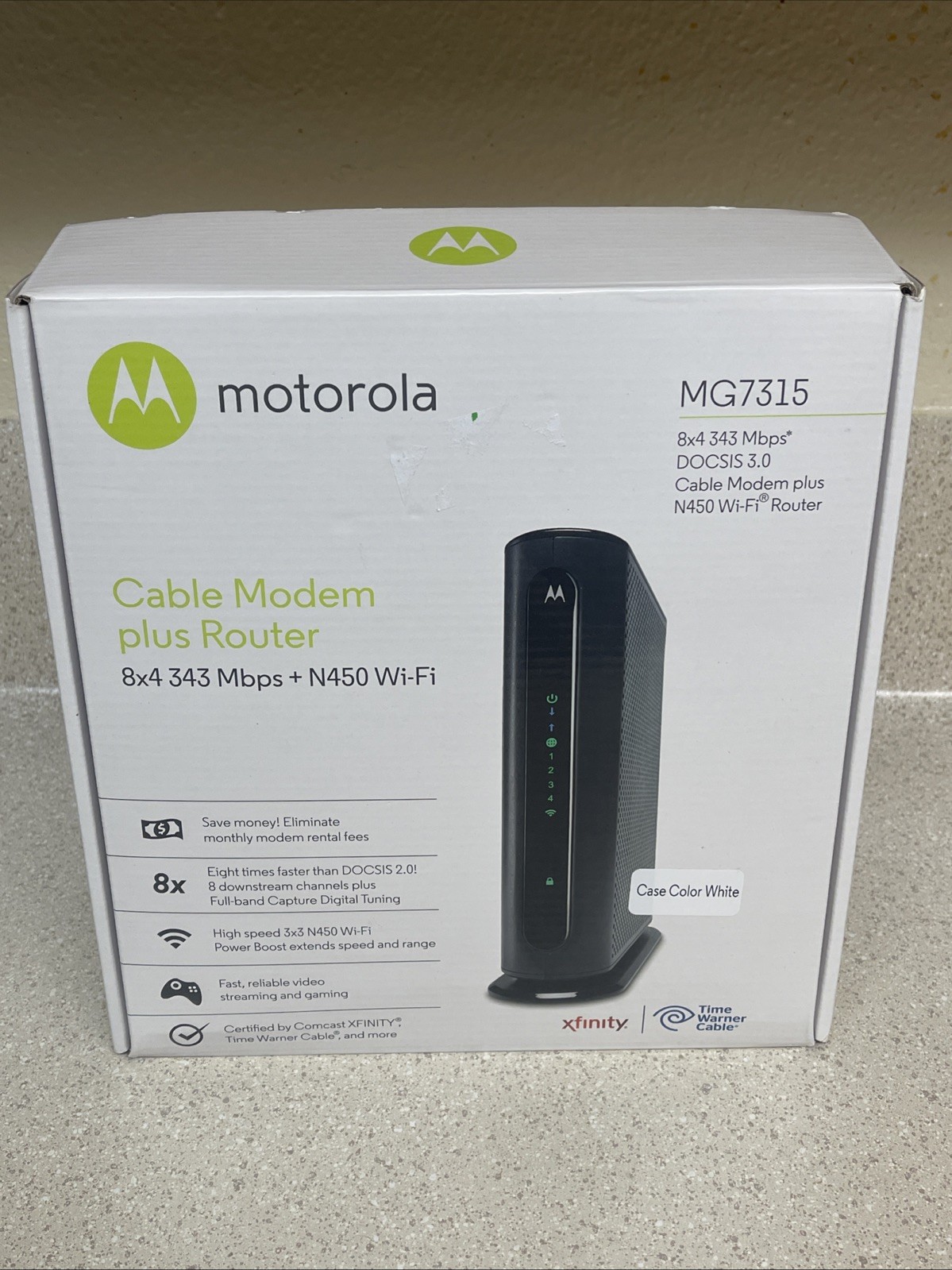  Motorola MG7315 Cable Modem Plus Router 8x4 343 Mbps + N450 Wi-Fi