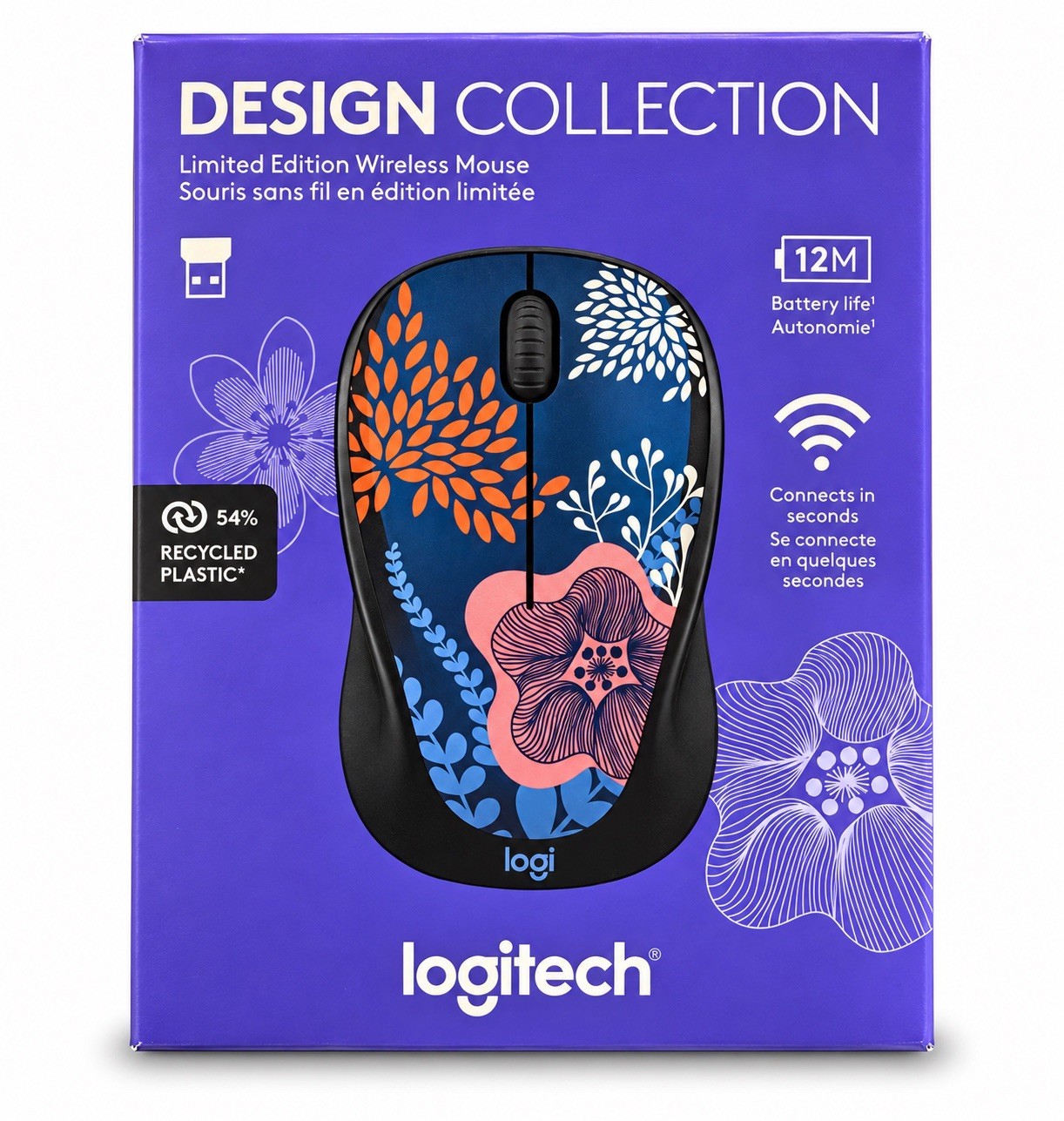 Logitech M317c Design Collection Limited Edition Wireless Mouse Floral New