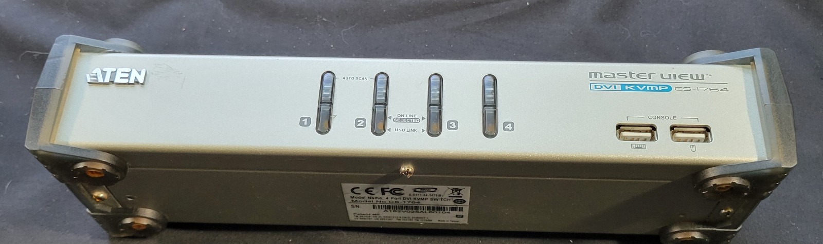 Aten Master View DVI KVMP CS-1764 4-Port DVI KVMP Switch No Power Supply Used