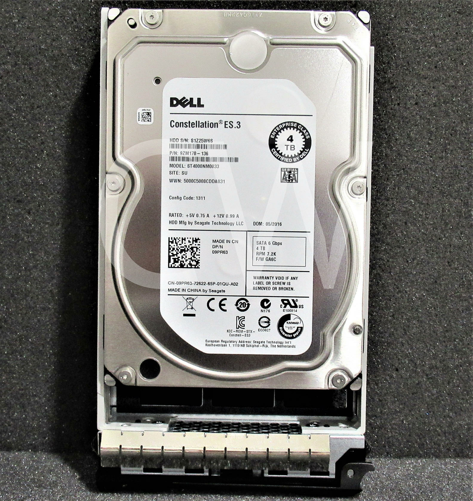 9PR63 09PR63 Dell ST4000NM0033 ES.3 4TB 7.2K RPM 6Gb/s 3.5" SATA HDD Hard Drive