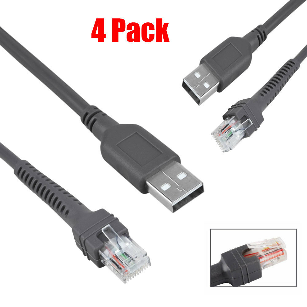 Pkpower 4Pcs USB A Male to RJ45 Cable for Symbol Barcode Scanner LS4278 LS2208
