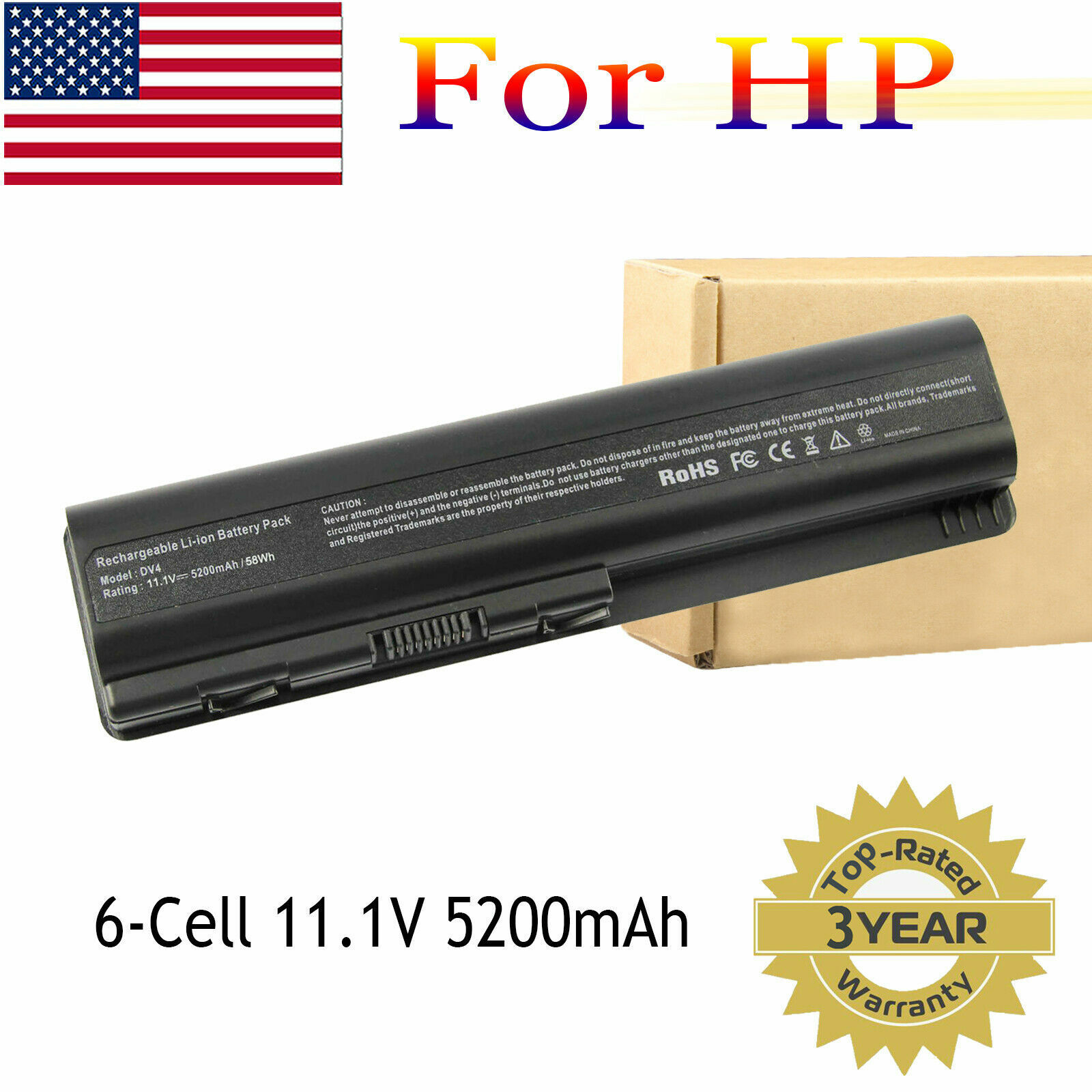 11.1V 6 Cell Laptop Battery for HP Pavilion DV4 DV5 DV6 G50 G60 G70 HDX16 CQ40