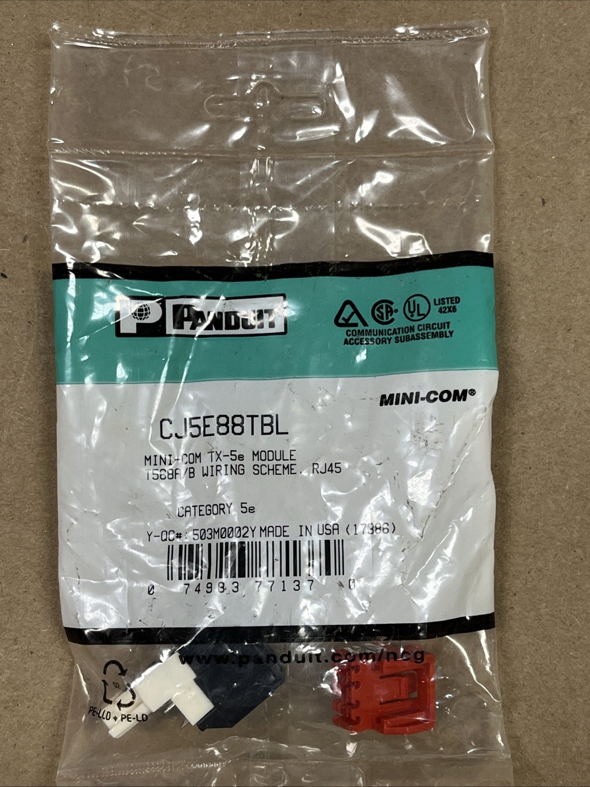 Panduit CJ5E88TBL BLACK Mini-Com TX-5e Module T568A/B Wiring Scheme RJ45 CAT-5e