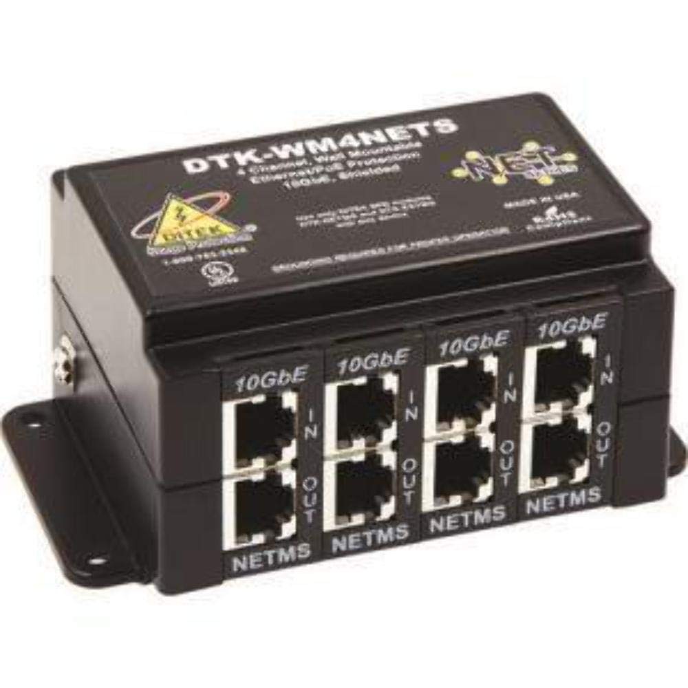 Ditek DTK WM4NETS Wall Mount 4 Channel Surge Protector for Shielded Ethernet PoE