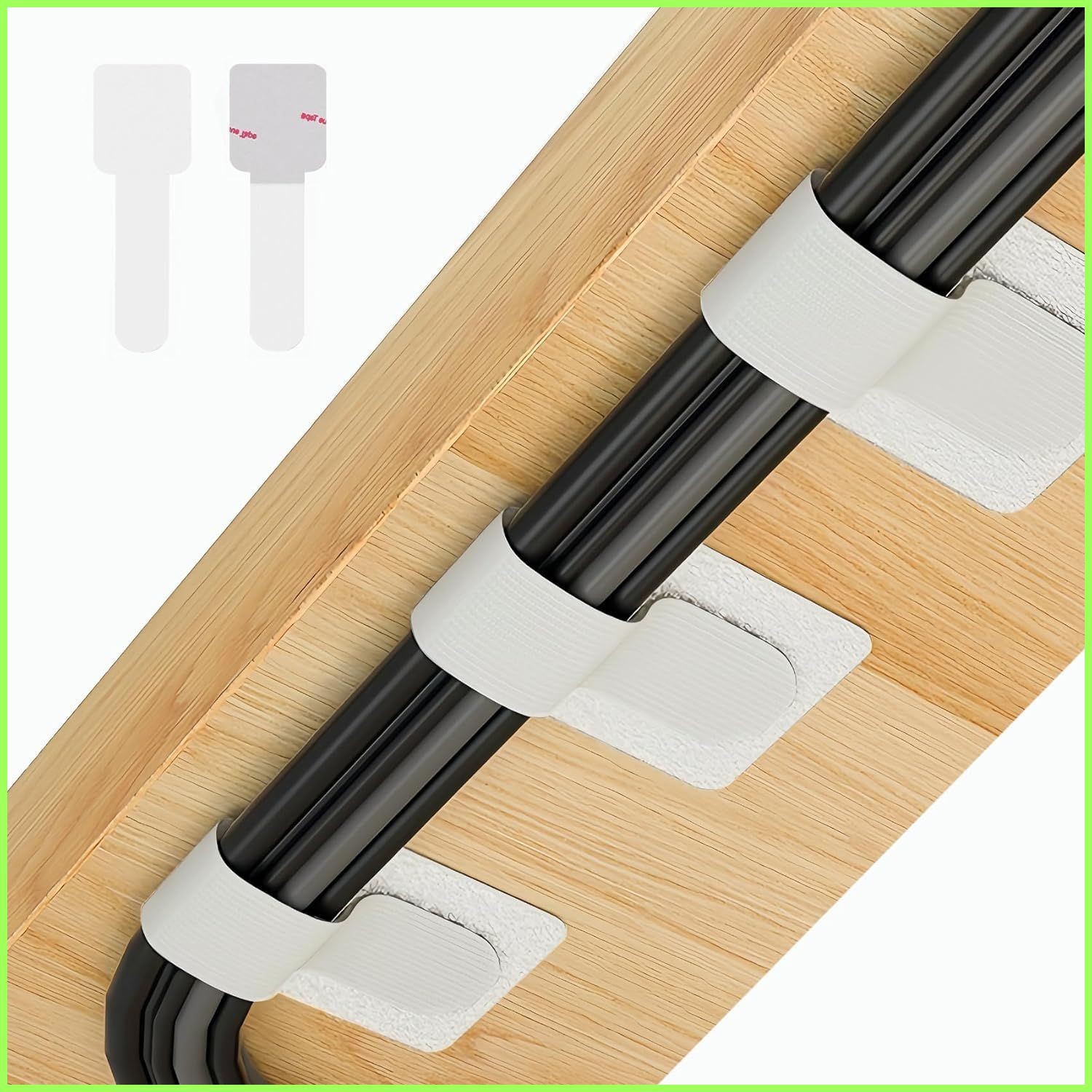 50 PCS Hook and Loop Cable Ties, Under Desk Cable Management, White | Self